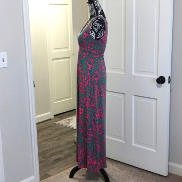 💚Boden💚 - Pink/Green Sienna Jersey Sleeveless Maxi Dress - Picture 6 of 13